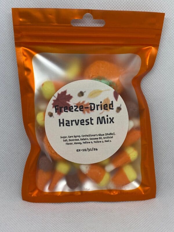 A bag of freeze dried harvest mix