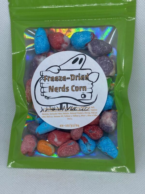 A bag of freeze-dried nerds corn