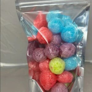 A bag of candy is shown with different colors.