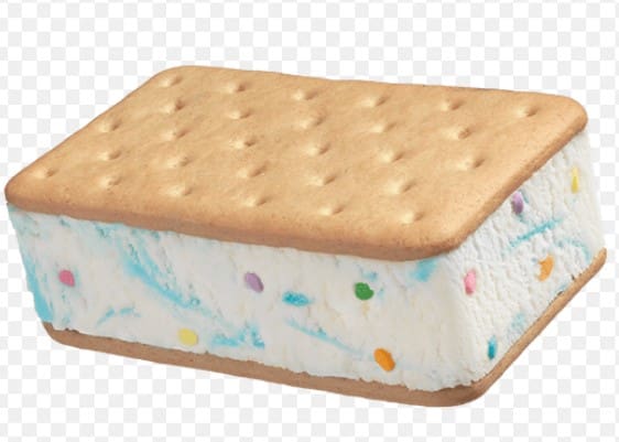 Ice cream sandwich with sprinkles.