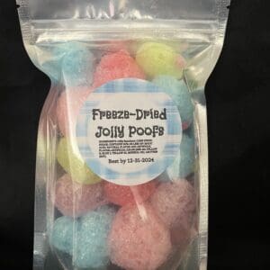 Freeze-dried Jolly Poofs candy treats.