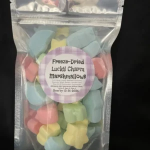 Freeze-dried Lucky Charm marshmallows.